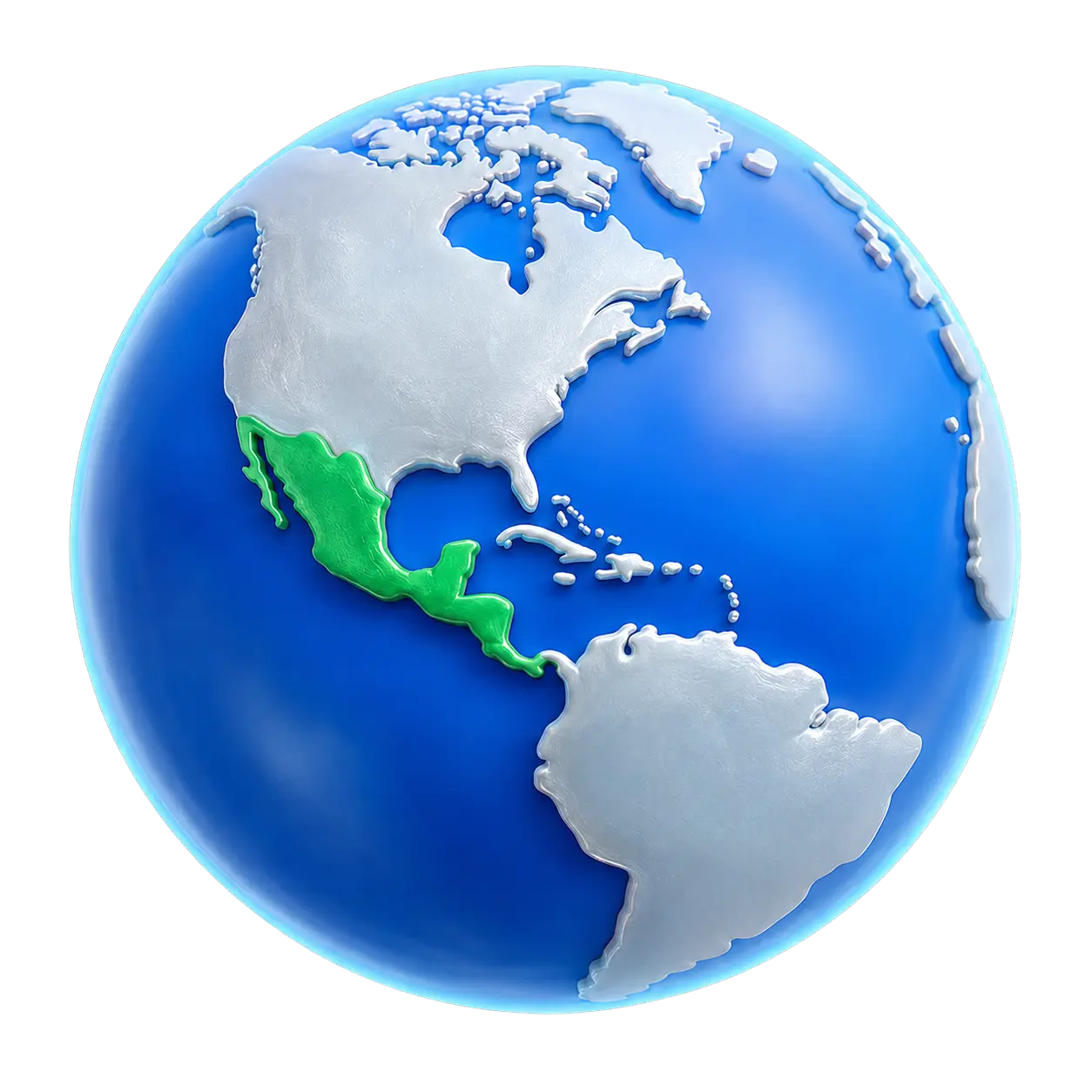 Planeta Tierra 3D con México destacado en verde