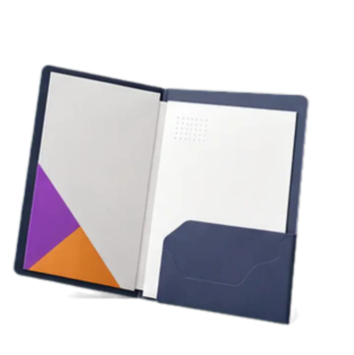 Ilustración 3D de folder corporativo con papelería