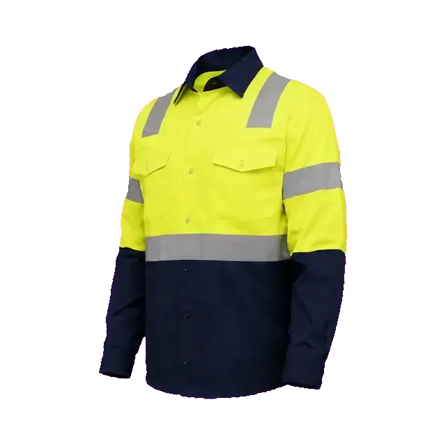 Camisa industrial amarilla y azul con reflejantes